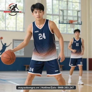 Mẫu bóng rổ Xanh Tím Than cho học sinh trung học phổ thông, người lớn.
