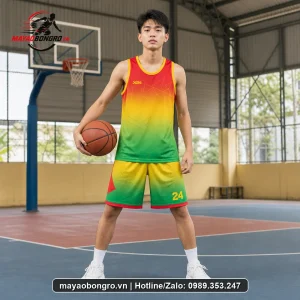 Mẫu bóng rổ chuyển sắc đỏ cho học sinh trung học phổ thông, người lớn.